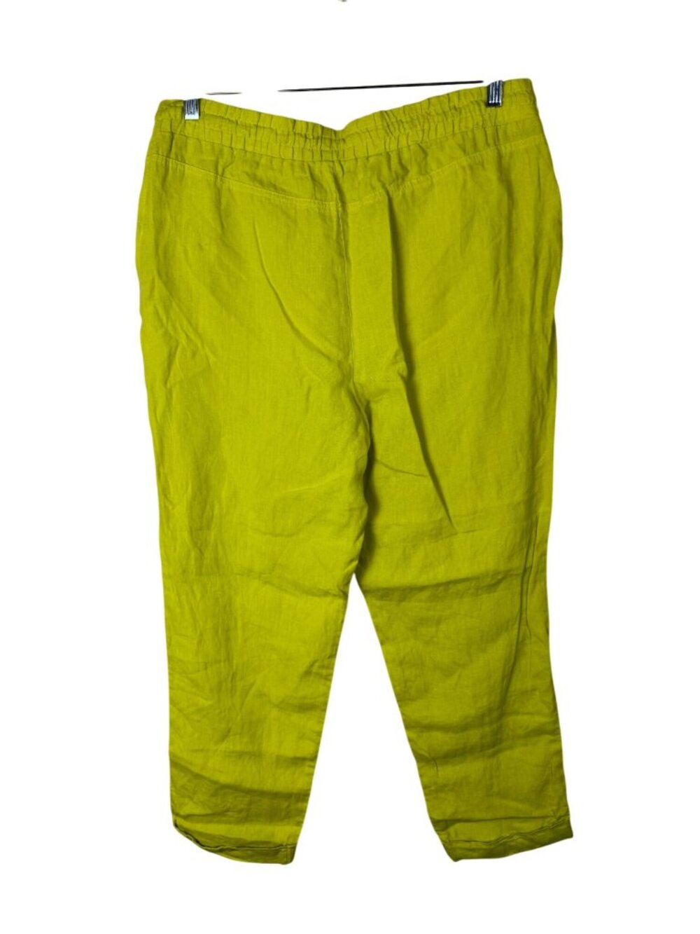 Ellen Tracy Women Lime Green 100% Linen Elastic Waist Pants Size Large Lagenlook - Picture 2 of 15
